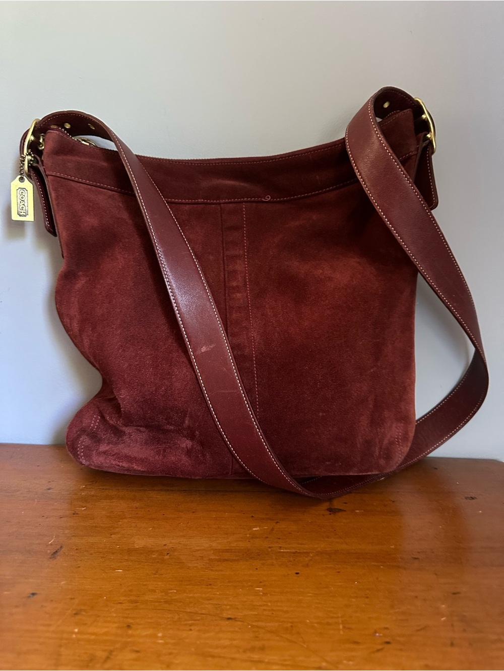 Vintage Coach Burgandy Suede Hobo Bag